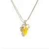 I'mmany London Women's Red Very Grapeful Gemstone Grape Pendant Necklace - Yellow Jade In Red