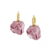 I'mmany London Women's Regal Reverie Satin Rose And Chunky Golden Hoop Earrings, Dusty Pink In Pink