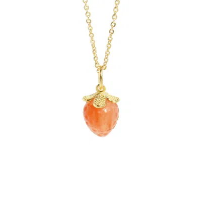 I'mmany London Women's Rose Gold Organic Fruit Pendant 18k Gold-filled Necklace, Agate Strawberry