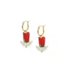I'mmany London Women's Sunday Market Glass Tulip With Detachable Small Golden Hoop Earrings - Red
