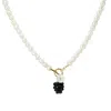 I'mmany London Women's Very Berry Pearl Necklace With Glass Blackberry Pendant And Mother Of Pearl Flower