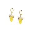 I'mmany London Women's Very Grapeful Gemstone Grape Drop Earrings With 18k Gold Vermeil Hoops - Yellow Jade In Yellow