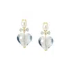 I'mmany London Women's Whisper Of Heart Crystal Bow & Faceted Heart Drop Earrings  - Blue