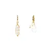 I'mmany London Women's White Garden Peas & Hoop Drop Asymmetrical Earrings Freshwater Pearl In White