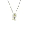 I'mmany London Women's White Garden Tales Crystal Daisy Sterling Silver Pendant Necklace, Clear