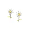I'mmany London Women's White Garden Tales Crystal Daisy Sterling Silver Stud Earrings, Clear
