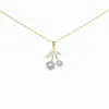 I'mmany London Women's White / Gold Cherry Pie Clear Crystal Cherry Pendant Necklace