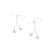 I'mmany London Women's White / Gold Flowy Golden Bow Earrings With Detachable Pearl Ends