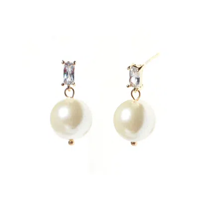 I'mmany London Women's White In My Orbit Crystal & Pearl Drop Earrings - Ivory