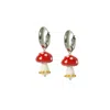I'mmany London Women's White / Red / Silver Into The Woods Glass Mushroom Charm Earrings With Silver Chunky Hoops