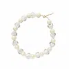 I'mmany London Women's White Whisper Of Heart Glass Heart And Jumbo Pearl Necklace, Clear & Silver