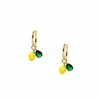 I'mmany London Women's Yellow Fruity Enamel And Crystal Drop Gold Vermeil Hoop Earrings, Lemon In Yellow