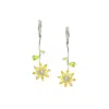 I'mmany London Women's Yellow / Orange Garden Tales Crystal Daisy Drop Sterling Silver Earrings With Crystal Paved 