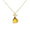 I'mmany London Women's Yellow / Orange Real Flower Rosa Brillante Yellow Rosebud Pendant Chain Necklace With Crysta