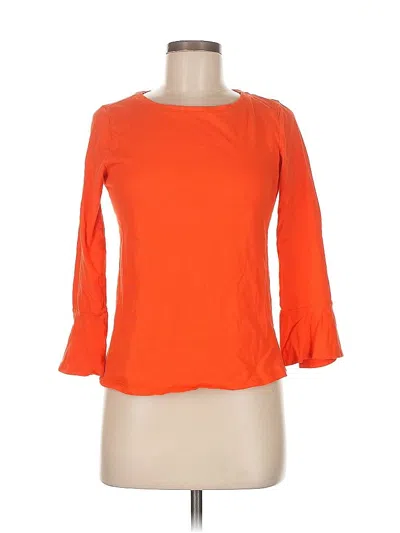 Pre-owned Imnyc Isaac Mizrahi 3/4 Sleeve Top Orange Boatneck Tops