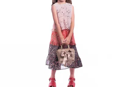 Imoga Kids' Girls' Bloom Tiered Dress In Ruby-bloom In Multi
