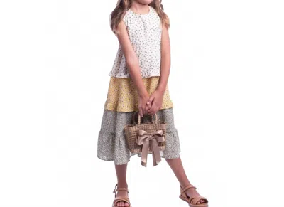 Imoga Kids' Girls' Ruby Tiered Dress In Beige Multi