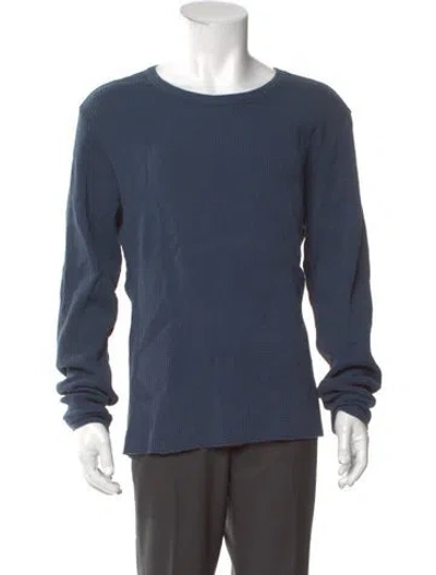 Pre-owned Imogene + Willie Crew Neck Long Sleeve Henley In Blue