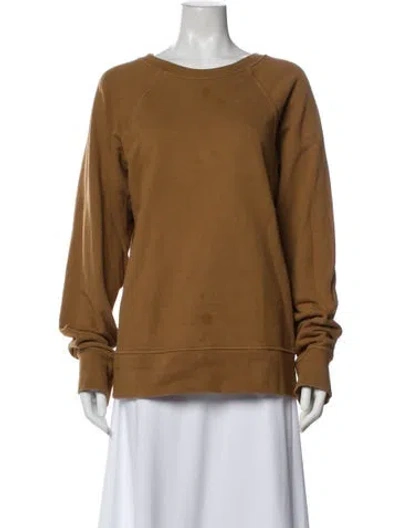 Pre-owned Imogene + Willie Crew Neck Long Sleeve Top In Brown