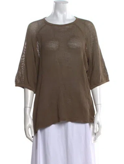 Pre-owned Imogene + Willie Crew Neck Short Sleeve Top In Brown