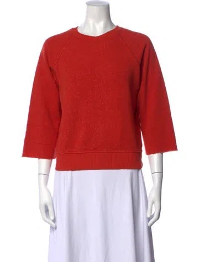 Pre-owned Imogene + Willie Crew Neck Three-quarter Sleeve Sweatshirt In Orange
