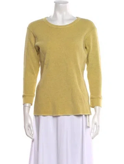 Pre-owned Imogene + Willie Crew Neck Three-quarter Sleeve Top In Yellow