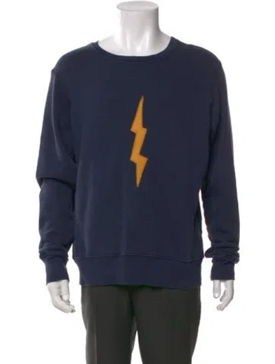 Pre-owned Imogene + Willie Graphic Print Crew Neck Pullover In Blue