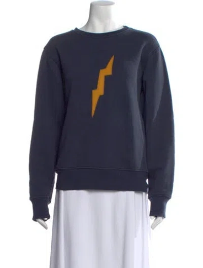 Pre-owned Imogene + Willie Graphic Print Crew Neck Sweater In Blue