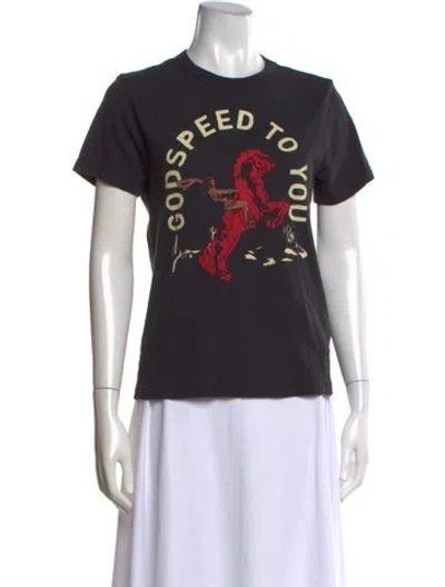 Pre-owned Imogene + Willie Graphic Print Crew Neck T-shirt In Black