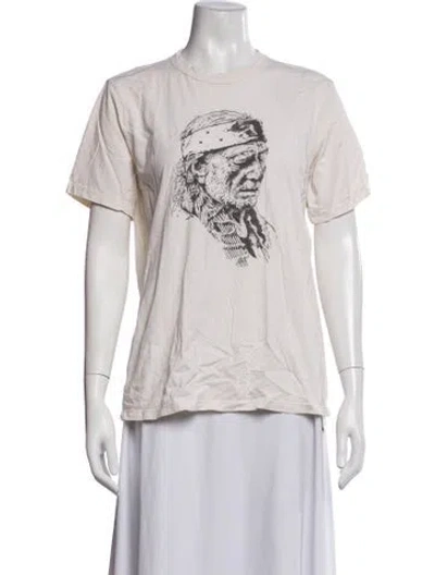 Pre-owned Imogene + Willie Graphic Print Crew Neck T-shirt In White