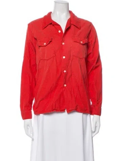 Pre-owned Imogene + Willie Long Sleeve Button-up Top In Red