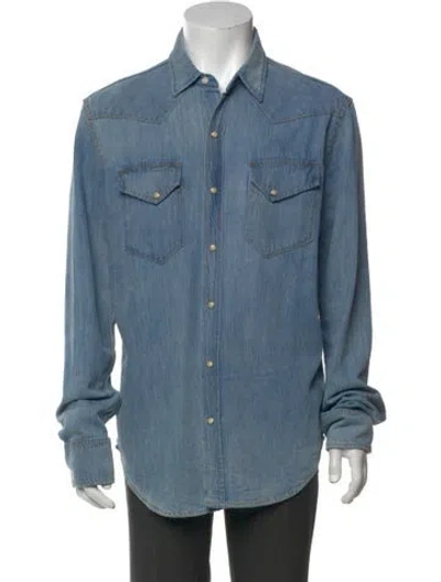 Pre-owned Imogene + Willie Long Sleeve Denim Shirt In Blue