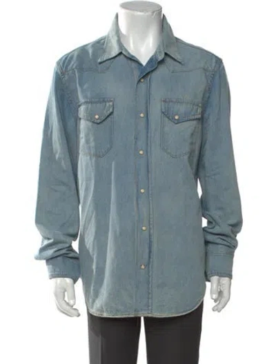 Pre-owned Imogene + Willie Long Sleeve Denim Shirt In Blue