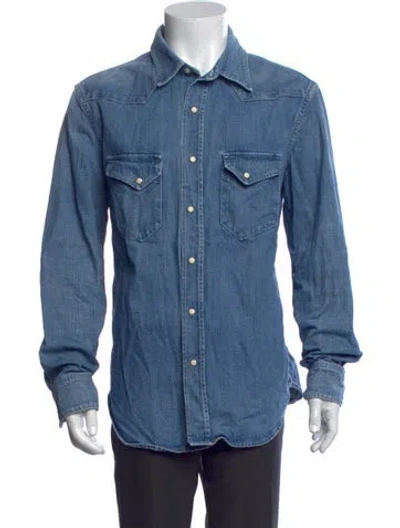 Pre-owned Imogene + Willie Long Sleeve Denim Shirt In Blue