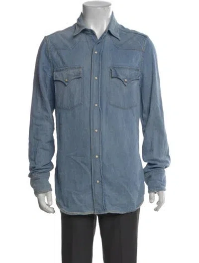 Pre-owned Imogene + Willie Long Sleeve Denim Shirt In Blue