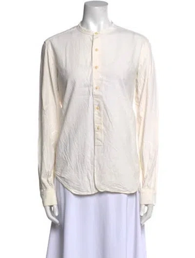 Pre-owned Imogene + Willie Mock Neck Long Sleeve Button-up Top In White