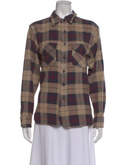 Pre-owned Imogene + Willie Plaid Print Long Sleeve Button-up Top In Neutral