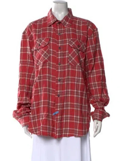 Pre-owned Imogene + Willie Plaid Print Long Sleeve Button-up Top In Red