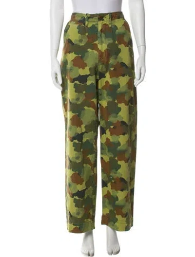 Pre-owned Imogene + Willie Printed Wide Leg Pants In Green
