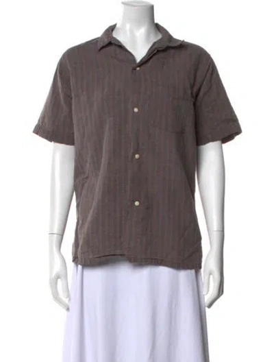 Pre-owned Imogene + Willie Striped Short Sleeve Button-up Top In Grey