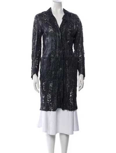 Pre-owned Imp Of The Roses Leather Coat W/ Tags In Blue