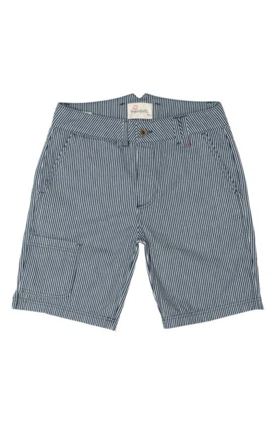 Imperfects Couriour Stripe Shorts In Indigo Hickory Stripe