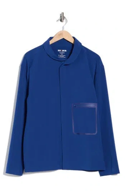Imperfects Exodus Shepherds Zip-up Shirt In Blue