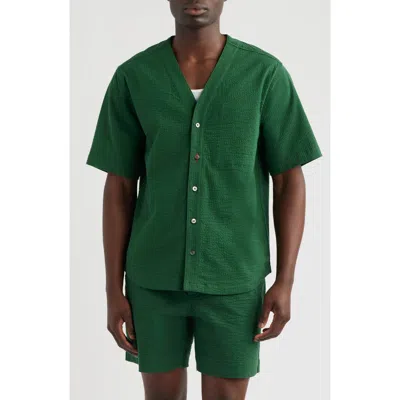 Imperfects Mr. Lynch's Benny Short Sleeve Seersucker Button-up Jersey In Green