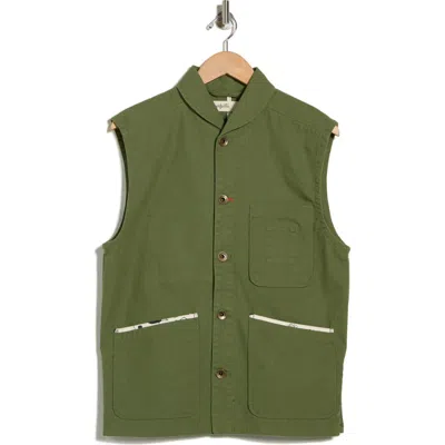 Imperfects Organic Cotton Canvas Shepherds Vest In Green