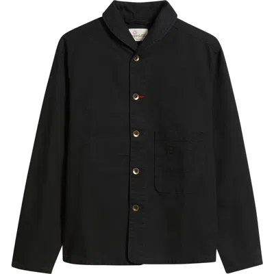 Imperfects Shepherds Organic Cotton Canvas Button-up Shirt In Black