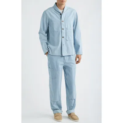 Imperfects Shepherds Organic Cotton Hickory Stripe Shirt Jacket In Vintage Wash