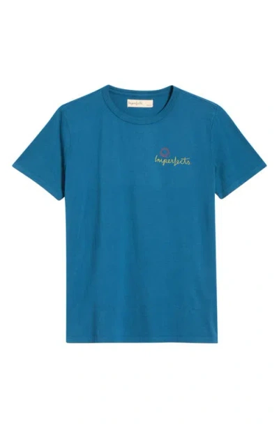 Imperfects Surfin' Monkey Graphic Crewneck T-shirt In Blue