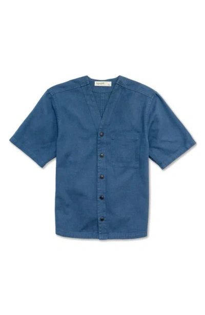 Imperfects The Benny Short Sleeve Button-up Shirt In Vintage Blue