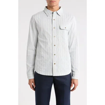 Imperfects Tradesman Stripe Cotton Chambray Button-up Shirt In Multi